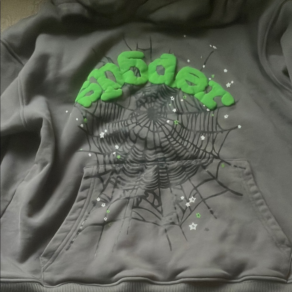 Spyder Gray Hoodie with Green Logo